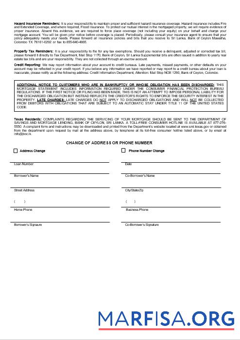 Blank Sri Lanka Bank of Ceylon mortgage statement in Word and PDF formats 3 example